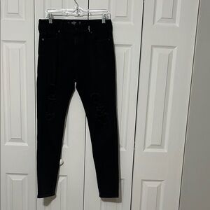 Hollister Black Skinny Jeans with Subtle Distress